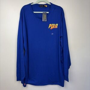 Polo Ralph Lauren Mens T-Shirt 3XLT Blue Long Sleeves Back Logo NWT MSRP $75